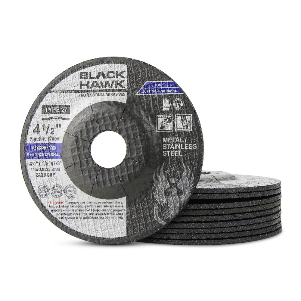 10 Pack – BHA 4-1/2″ x 1/8″ x 7/8″ Pipeline Cutting & Grinding Wheels T27 Discs