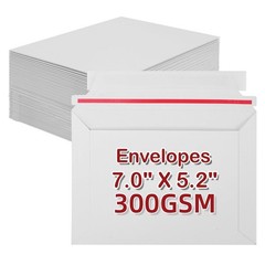 50 PCS 7×5.2 Inch Thick White Rigid Envelope Self Seal Stay Flat Photo Mailer