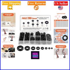 280 pcs Rubber Grommet Kit, 8 Sizes for Wiring, Automotive & Plumbing
