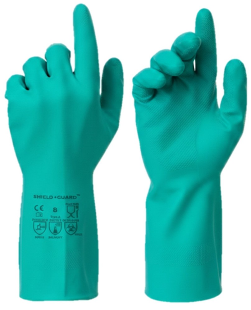 12 Pairs 11 Mil Green Chemical Resistant Diamond Textured Nitrile Gloves – Small