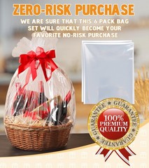 6 Pack Extra Large Clear Cellophane Bags 30×40 Inch Gift Basket Wrap 2.8 Mil