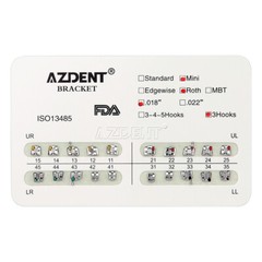 AZDENT Dental Ortho Braces Bracket Mini Roth.022 Hook 345/Arch Wire Round Nature