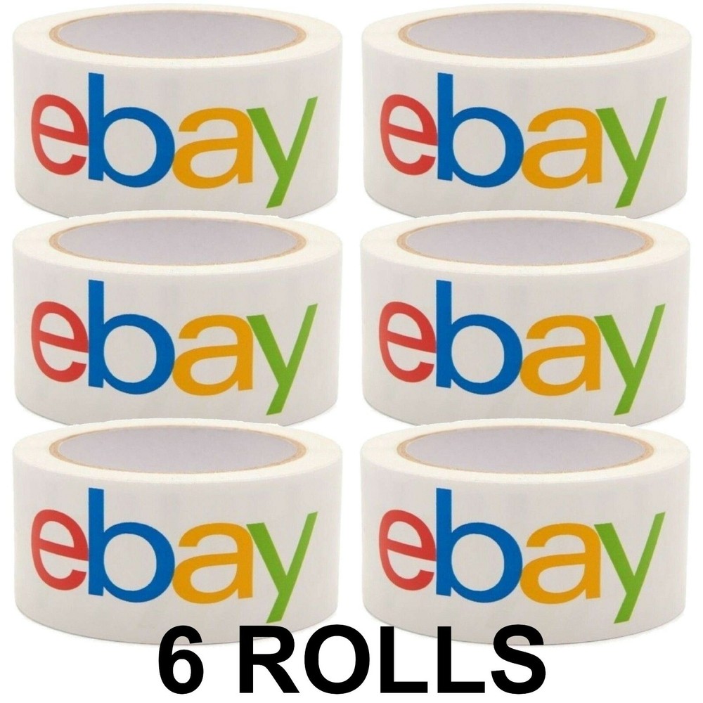 Tape 6 Rolls Shipping Packing Sealing Opaque White eBay Brand Multicolor Logo