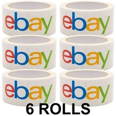 Tape 6 Rolls Shipping Packing Sealing Opaque White eBay Brand Multicolor Logo