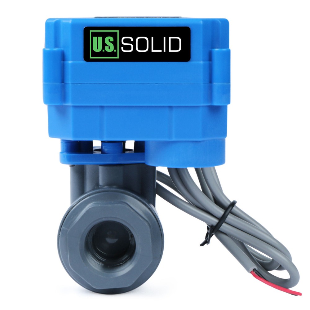 U.S. Solid Motorized Ball Valve 1/2 inch UPVC 9-24V AC/DC