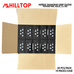 HILLTOP-HEAVY DUTY NITRILE DIAMOND GRIP GLOVES POWDER FREE 8.5 MIL-500 PCS/CASE