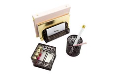 Bronze Desk Organizer 3 Piece Set – Bronze Trellis Pattern