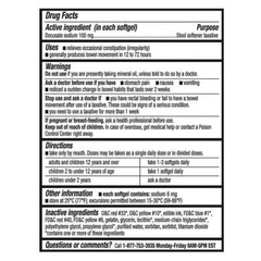 Kirkland Signature Stool Softener Docusate Sodium 100 mg 400 Softgels (Pack of 2