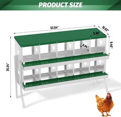 Chicken Nesting Box 10 Compartment Metal Easy Collection & Easy Cleaning W/ Legs