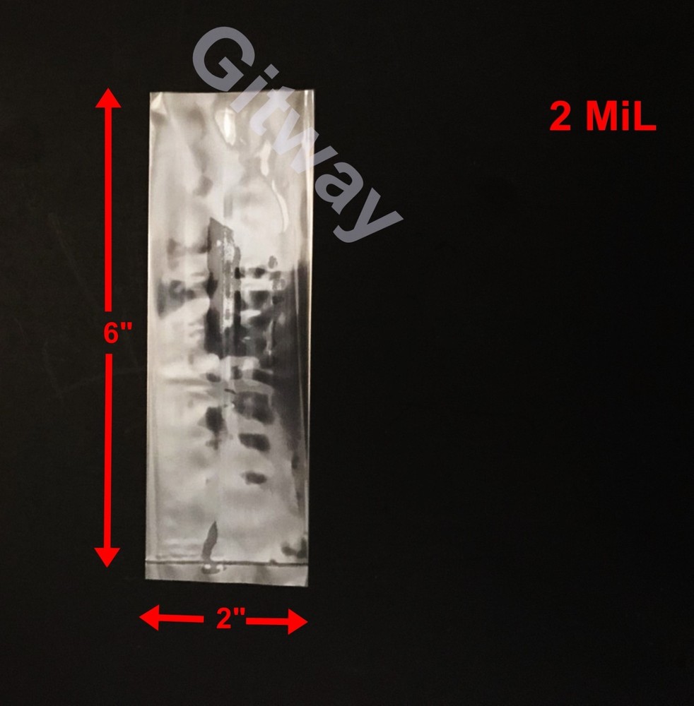 2 x 6″ Clear Plastic Poly LDPE Bags Lay Open Top Flat 2×6″ 2 MiL 100 500 1000