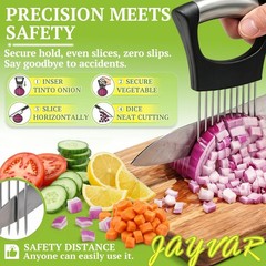 JAYVAR Onion Holder for Slicing,304 Stainless Steel Universal size, Silver