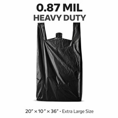 XL Black T-Shirt Bags 20x10x36″ 0.87 Mil HEAVY DUTY Grocery Shopping Plastic
