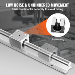 VEVOR 2PCS SBR20 1500mm Linear Guide Rail Slide Rail 4 PCS SBR20UU Bearing Block