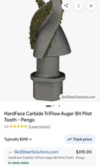 Tri Flow Auger Pilot Bit Carbide Hardface Cat Pengo Fluted 153-4093 NOS