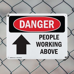 (2 Pack) People Working Above OSHA Danger Sign Decal Metal Plastic