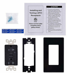 GFCI Outlet 20 Amp duplex Receptacles TR WR with Decor Wall Plates Black 3 Pack