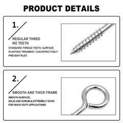2.5 Inch Heavy Duty Eye Hooks 20 Pack Stainless Steel Eye Screws Screw in Eye H