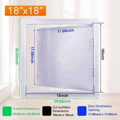 18×18 Inch White Access Doors Reinforced Hinged Panel Drywall Wall Ceiling