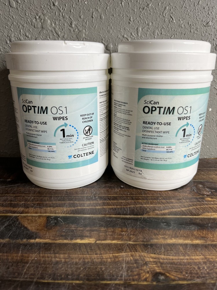 2-Pack SciCan OPTIM OS1 Disinfectant Wipes 160ct One-Step Cleaner Professional