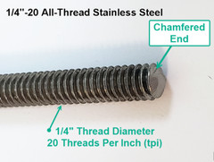ALL-THREAD ROD STAINLESS STEEL Size: 1/4″; 3/8″; 1/2″ [Length Selectable]