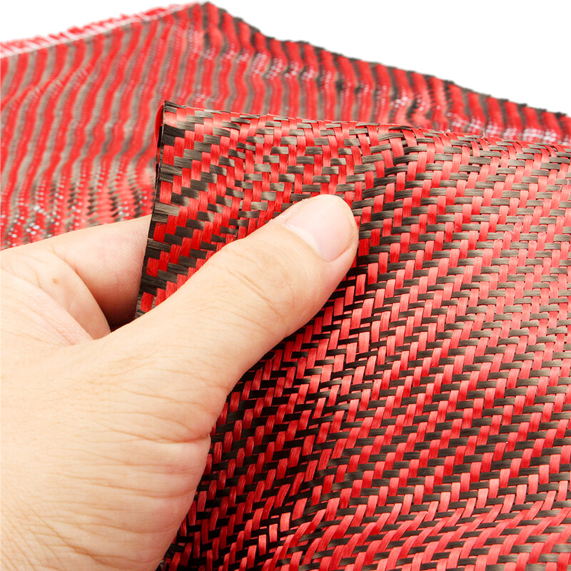 12″ x 5FT Twill Weave Carbon Fiber Fabric Cloth Resin Kit Black Red