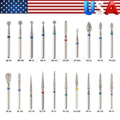 100pcs Dental Diamond Burs FG 1.6mm 20 Types for High Speed Handpiece