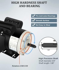 1.5HP Electric Motor, 3450 RPM Reversible Single Phase 56C Frame Air Compressor