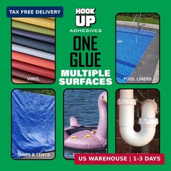 HOOK UP Vinyl Cement – Waterproof Pool Liner Repair Glue for Vinyl & PVC, Fast-D