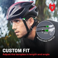 NoCry Clear Safety Glasses for Men and Women with One Size, Black & Green