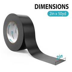 2x Black Duct Tapes Heavy Duty, 2 Inches x 100 Yards Total, Waterproof Outdoor