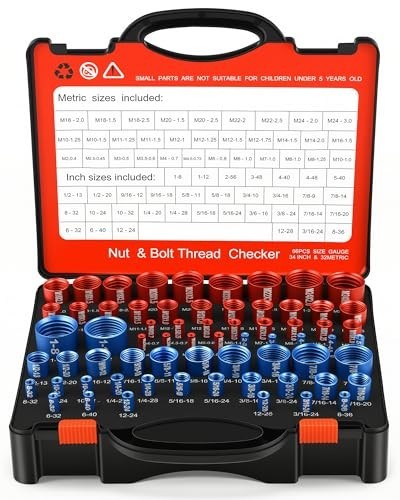 Nut and Bolt Thread Checker Kit 66Piece SAE Metric Thread Gauge Precision-Cut