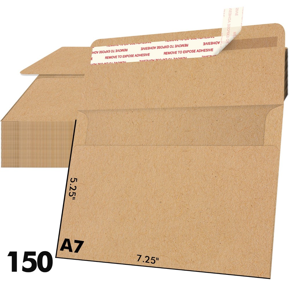 A7 Kraft Invitation Envelopes 5×7 for Wedding Card, 150 Ct 5.25″x7.25″ Self Seal