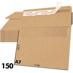 A7 Kraft Invitation Envelopes 5×7 for Wedding Card, 150 Ct 5.25″x7.25″ Self Seal