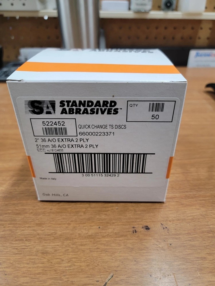 Standard Abrasives 2″ Sanding Discs 522452, 36 Grit, TS Quick Change, 50pk