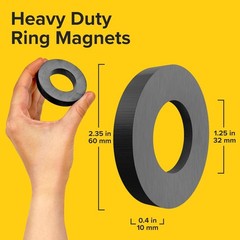 Large Magnet – Grade 10 Big Magnets Heavy Duty, OD60 x ID32 x 10mm Strong Round