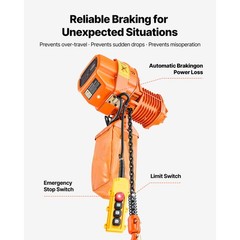 Uimoso 2-in-1 Electric Chain Hoist, 1100 lbs Capacity, Three-Phase, 20 ft Lift