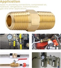 Solid Brass 1/4 NPT Hex Nipples – Pack of 4 Efficient Plumbing Connectors