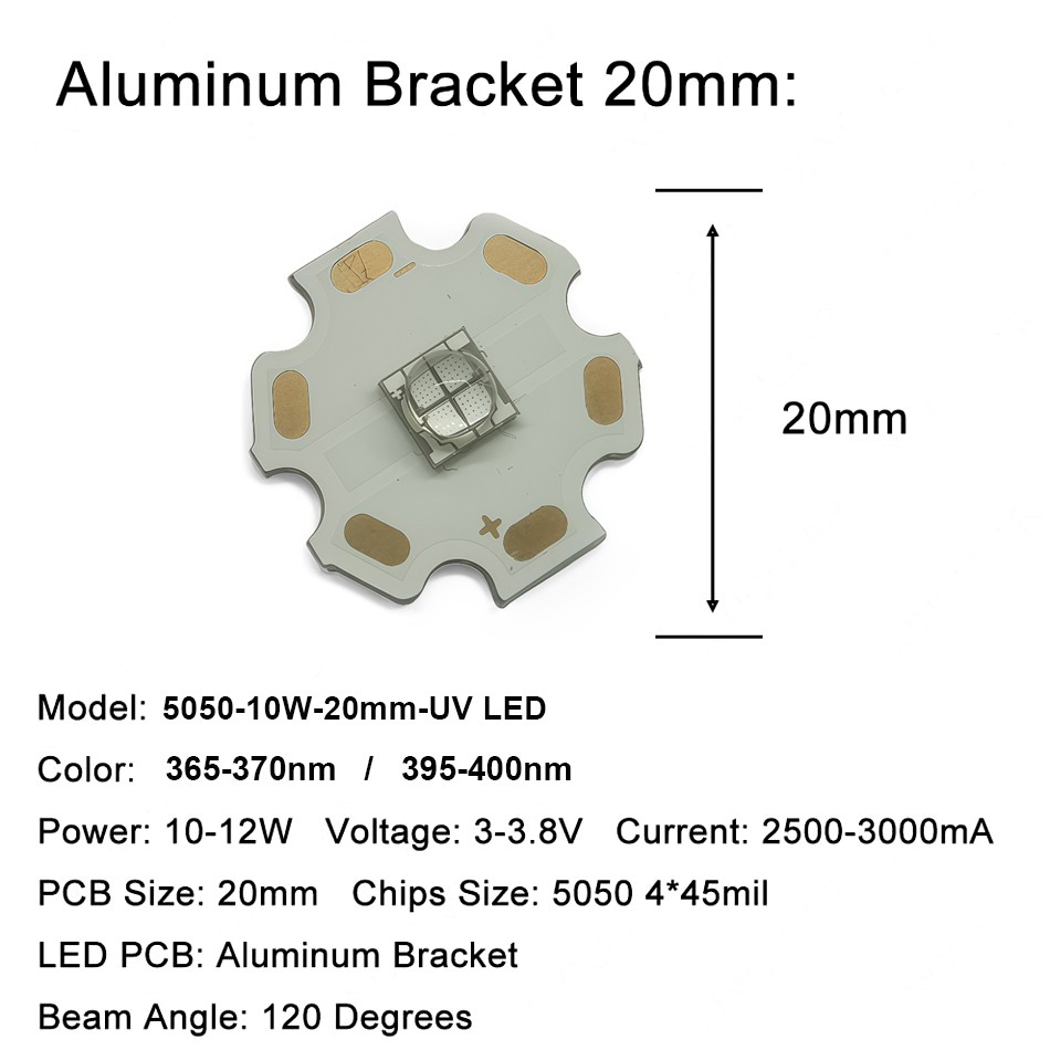 UV Purple LED bead 10W SMD 5050 High Power 4Chips 3.6V 365nm 370nm 395nm 400nm