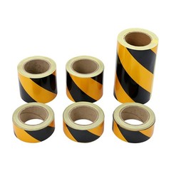 6Pcs Multi Width Black Yellow Safety Warning Tape Waterproof Adhesive Mark Tape