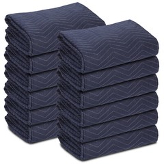 Moving Blankets Set of 12 – 72″ x 80″ Performance Heavy Duty Professional Black