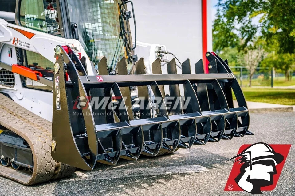 Rock Rake Root Grapple Attachment for Gehl Skid Steer 84″ Wide Heavy Duty