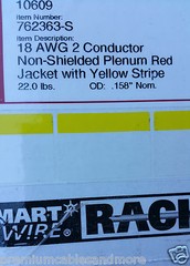 Windy City Smartwire 762363-S 18/2C Solid Plenum Fire Alarm Cable Red+Yel /100ft