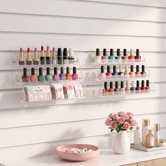 2 Pack 3 Tier Acrylic Slatwall Display Shelves Wall Mounted Hanging Storage T…