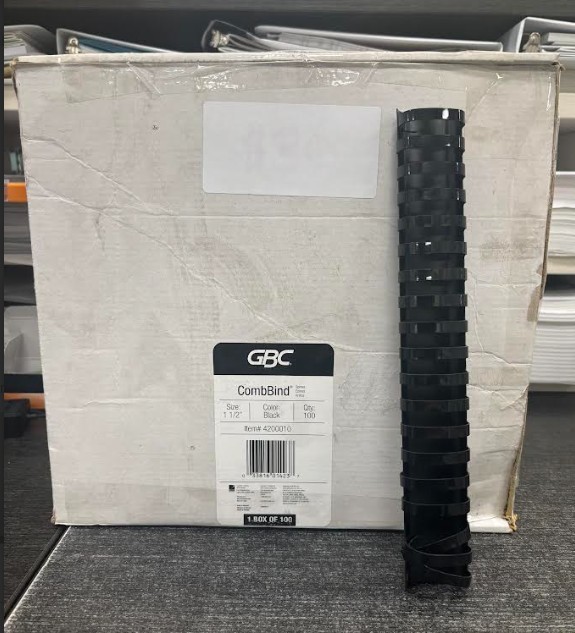 GBC Connect CombBind 4200010 Binding Spine 1.5″ 320 Sheet Black 100 CT.
