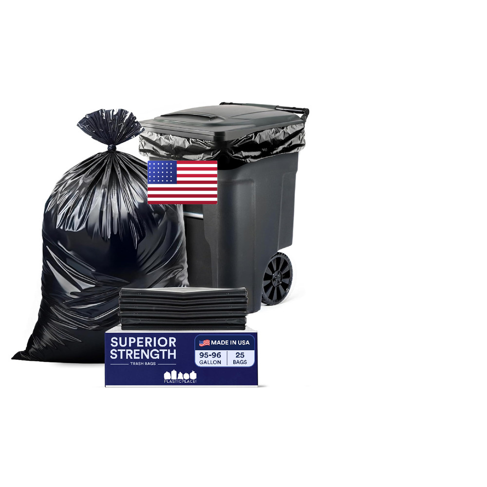 Plasticplace 95-96 Gallon Garbage Can 3 Mil Heavy Duty Trash 61 X 68 25 Count