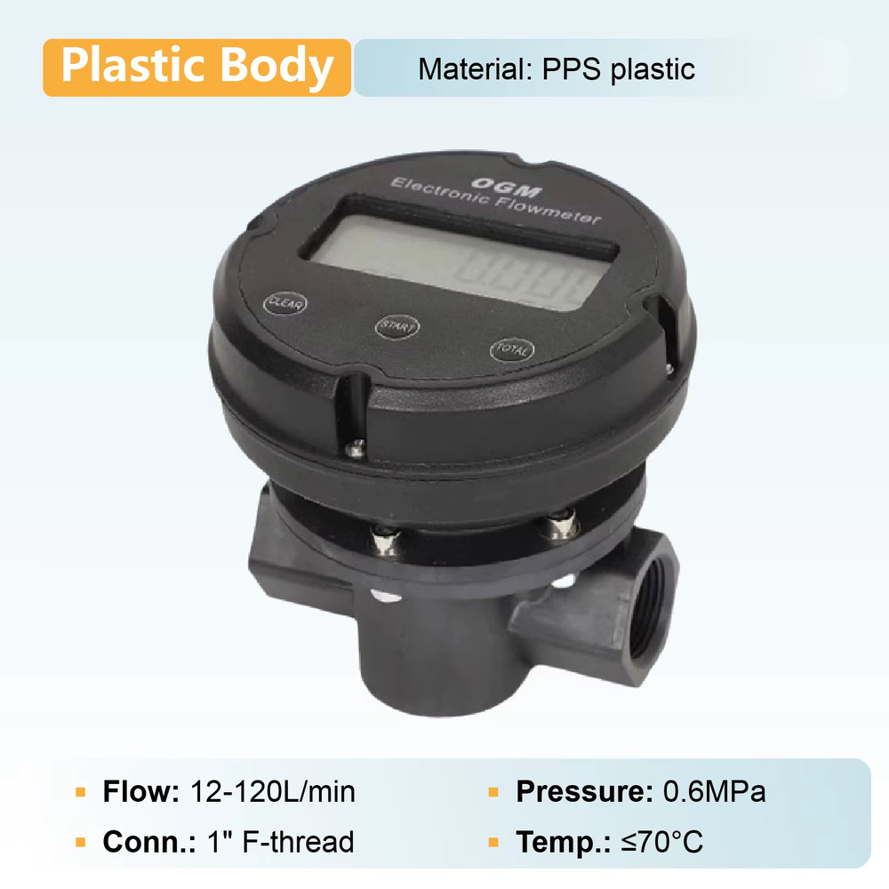 1″ Plastic Electronic Turbine Flowmeter Oval Gear Flow Meter for Diesel Fuel Dig