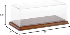 Acrylic Display Case with Hardwood Base – 9″ W x 3.5″ D x 3″ H