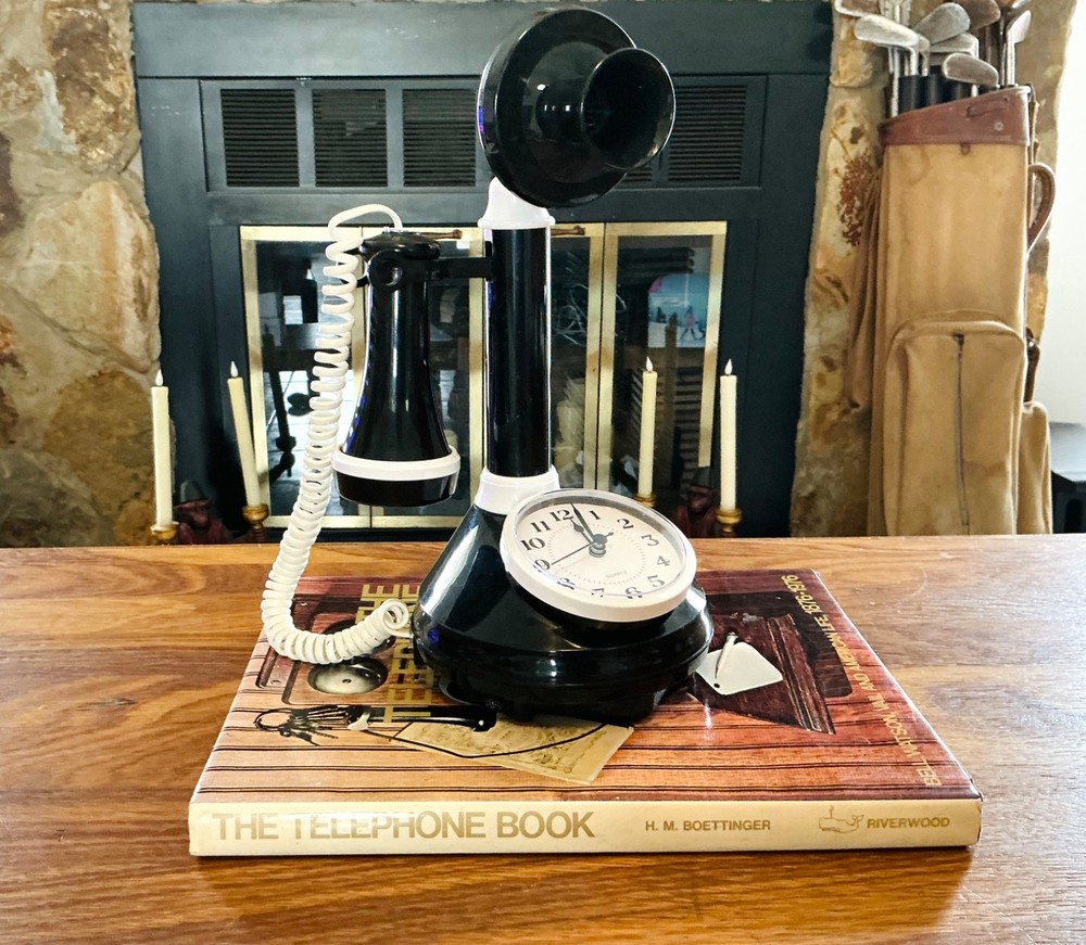 Repurposed Candlestick Western Electric Clock Classic Black Telephone Clock
