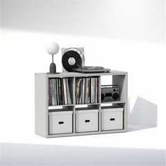 Pemberly Row 6-Cube Vinyl Record Media Storage Organizer in Light Grey