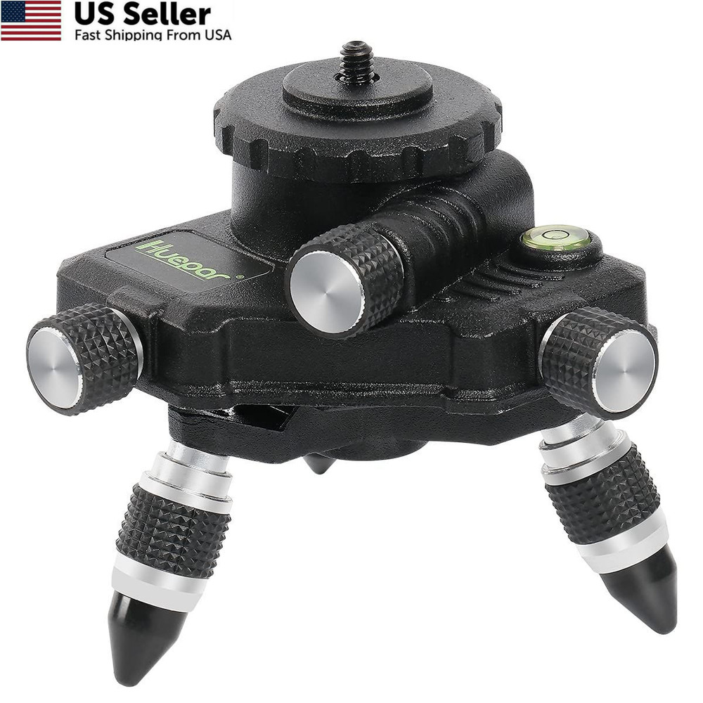 Laser Level Adapter 360-Degree Rotating Base 1/4″ Tripod Mount Micro-Adjust USA